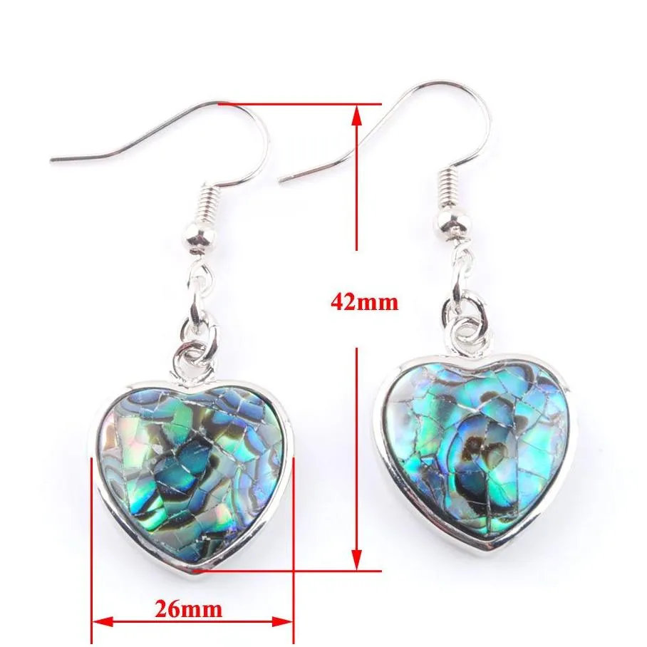 wojiaer natural abalone shell pearl heart shaped beads dangle hook pendant earrings drop earring womens simple jewelry br328