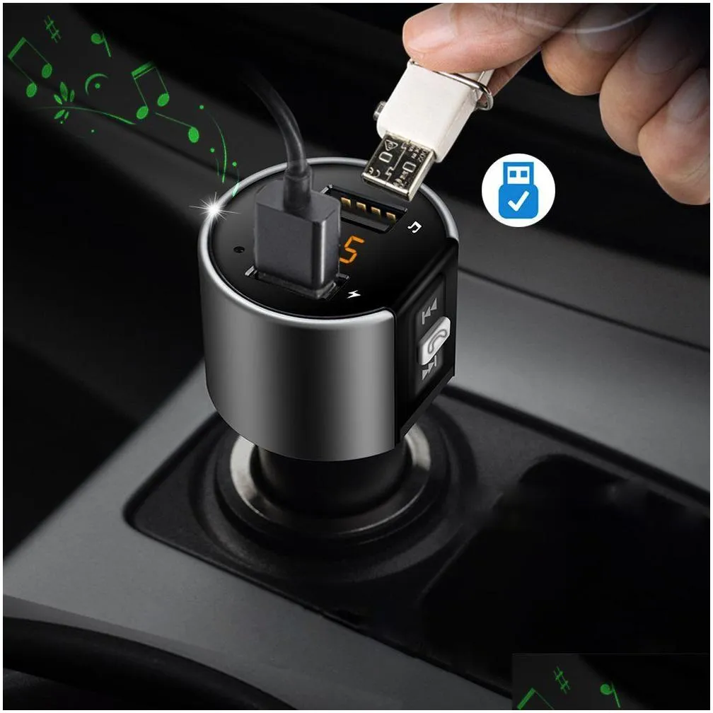 car mp3 player bluetooth hands kit fm transmitter cigarette lighter dual usb charging battery voltage detection u disk play