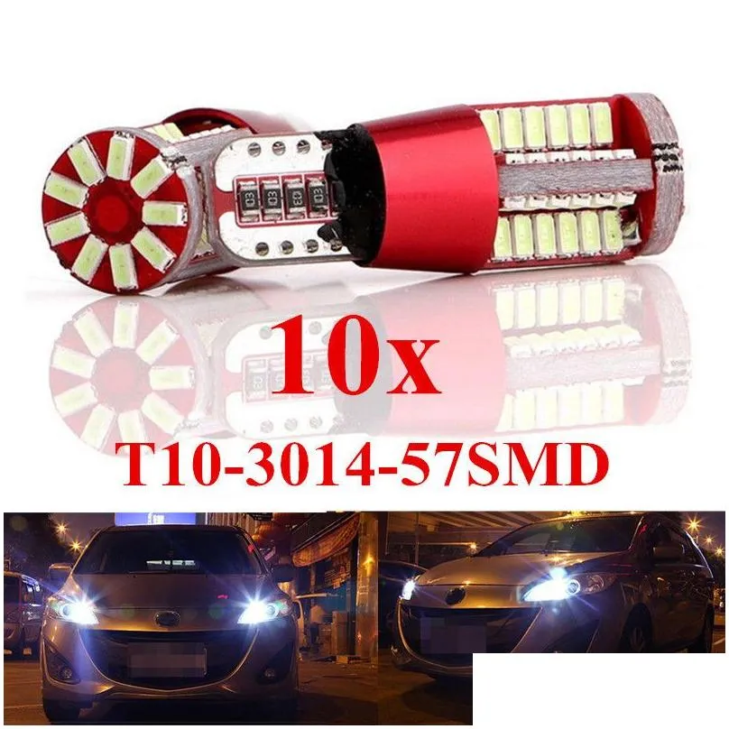  10x t10 501 194 w5w 3014 57smd led car light bulbs parking canbus white car marker auto wedge clearance lights bulb parking