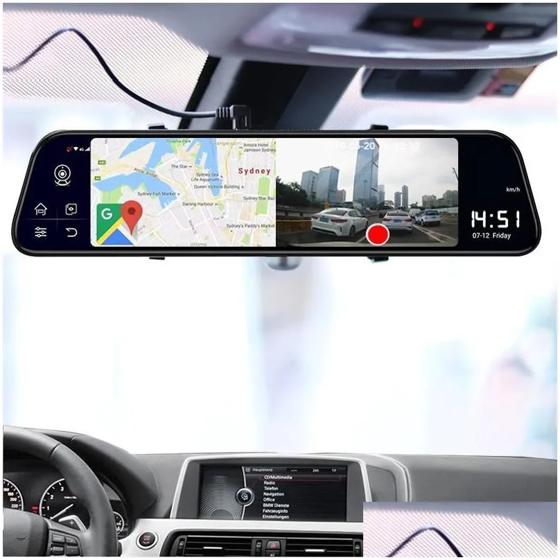 car video 4g android 8.1 dvr 12 inch rearview mirror hd 1080p gps wifi adas dash cam dual lens recorder auto camera registrar dvrs