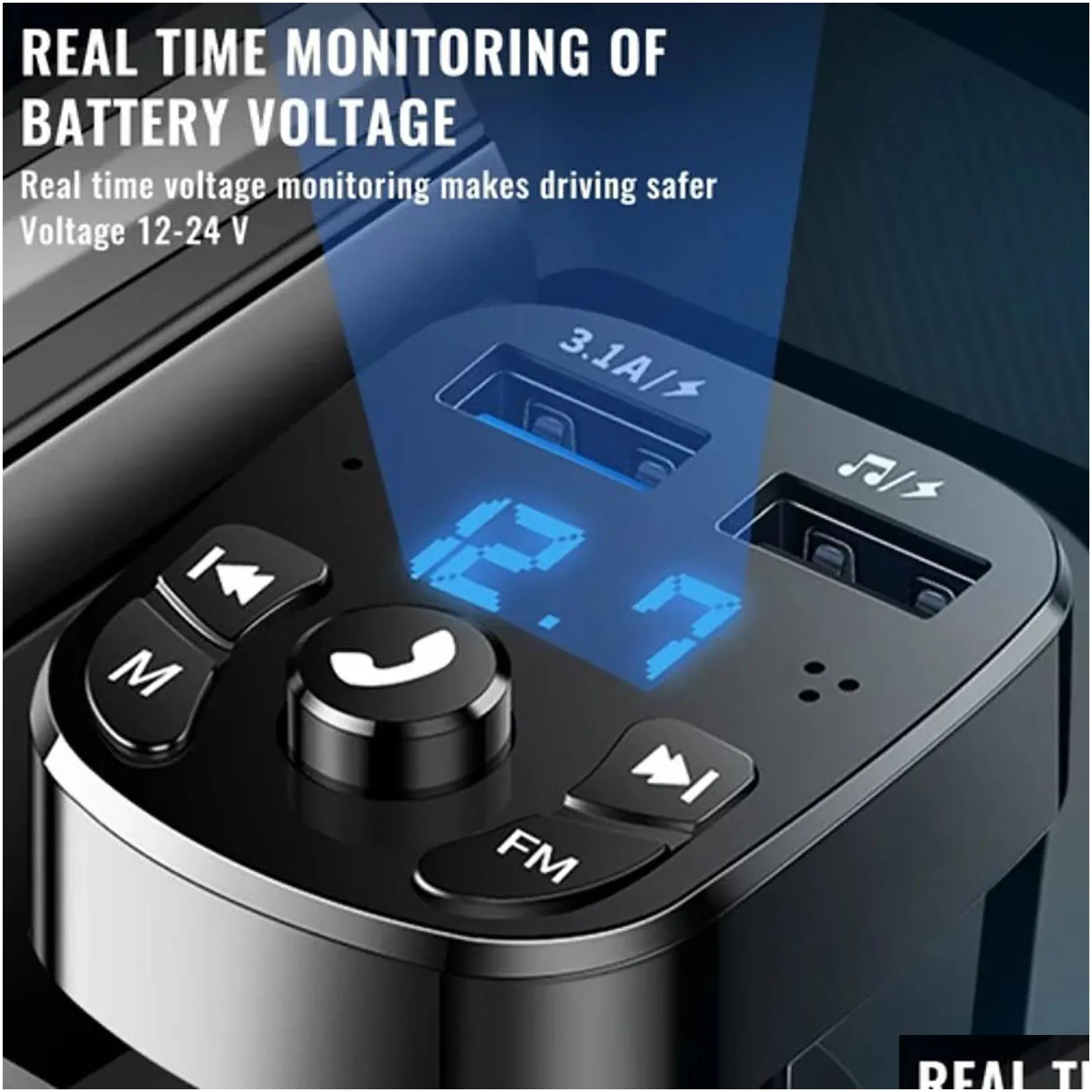 wireless blue tooth hands car accessories kit fm transmitter player dual usb  bluetooth hands- car-mp3-player