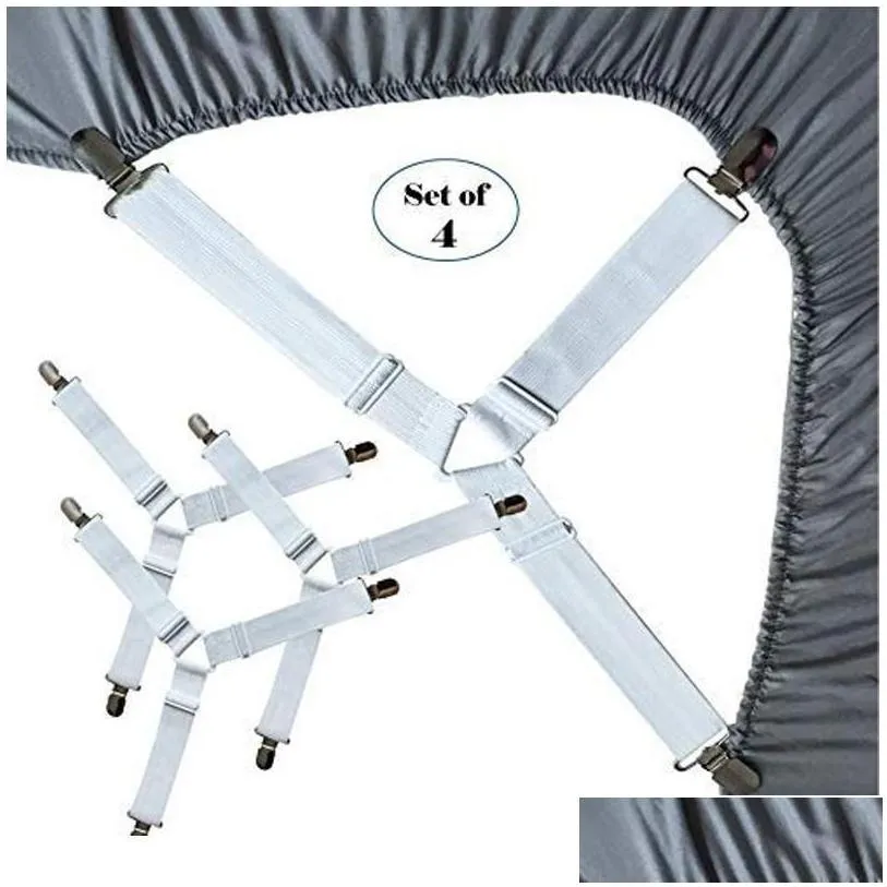 Bed Sheet Clips Straps Sheet Holder Mattress Clips, Adjustable Elastic Bed  Sheet Grippers Straps Suspender Fasteners Holder (black Set Of 4)