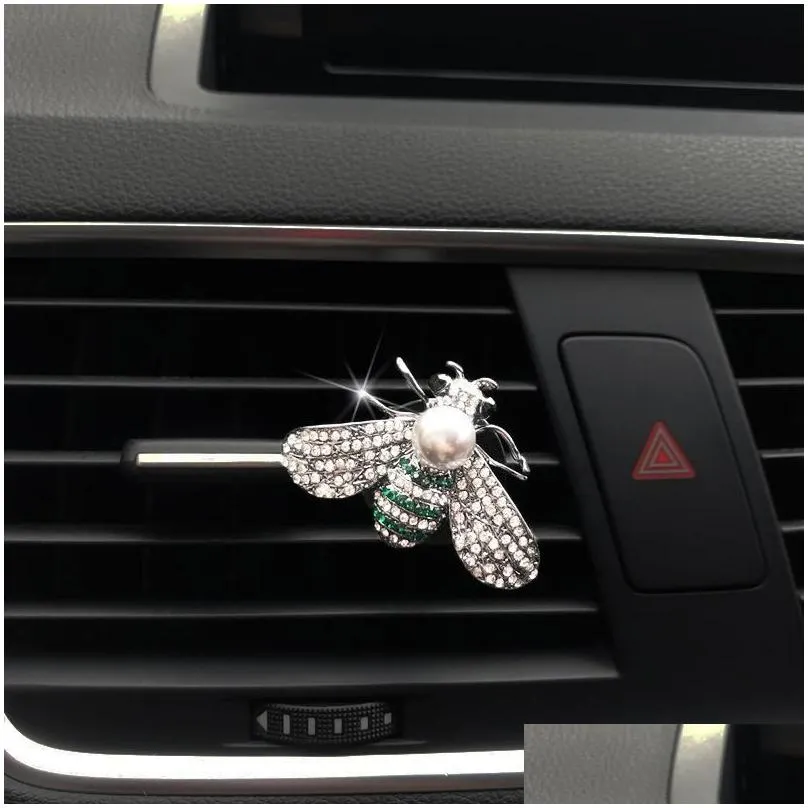 interior decorations bee car accessories air outlet clip rhinestone diamond perfume freshener