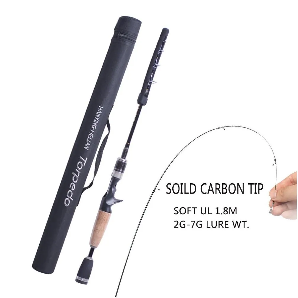 carbon telescopic ul fishing rod pole 1.8m 2g-7g ultralight portable travel spinning casting rods with rod bag for trout pike