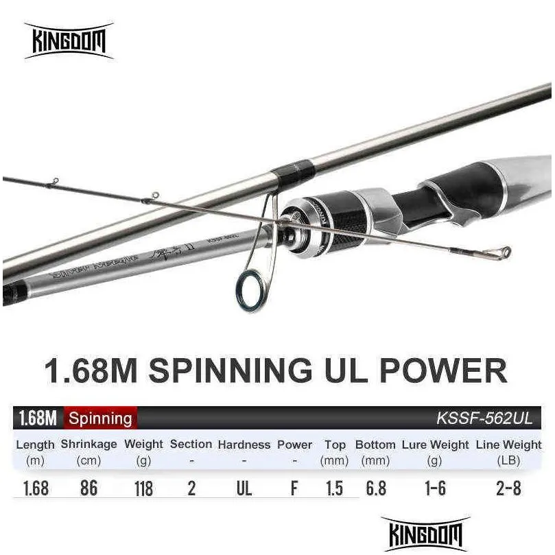 kingdom silver needle ii fishing rods ultralight fast spinning rod 2 sections ul l ml m mh fuji ring carbon casting travel rod 211123