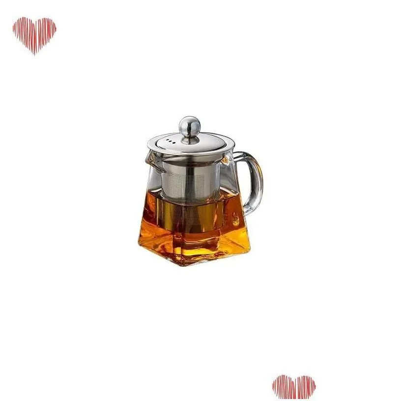 coffee tea sets clear borosilicate glass teapot with stainless steel infuser strainer heat resistant loose leaf tea pot 90 n2 drop