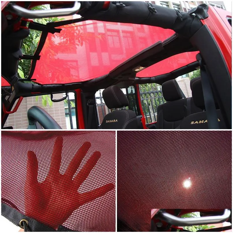 car sunshade sun protection net for jeep wrangler jk 4 doors 2007-2017 auto exterior accessories red