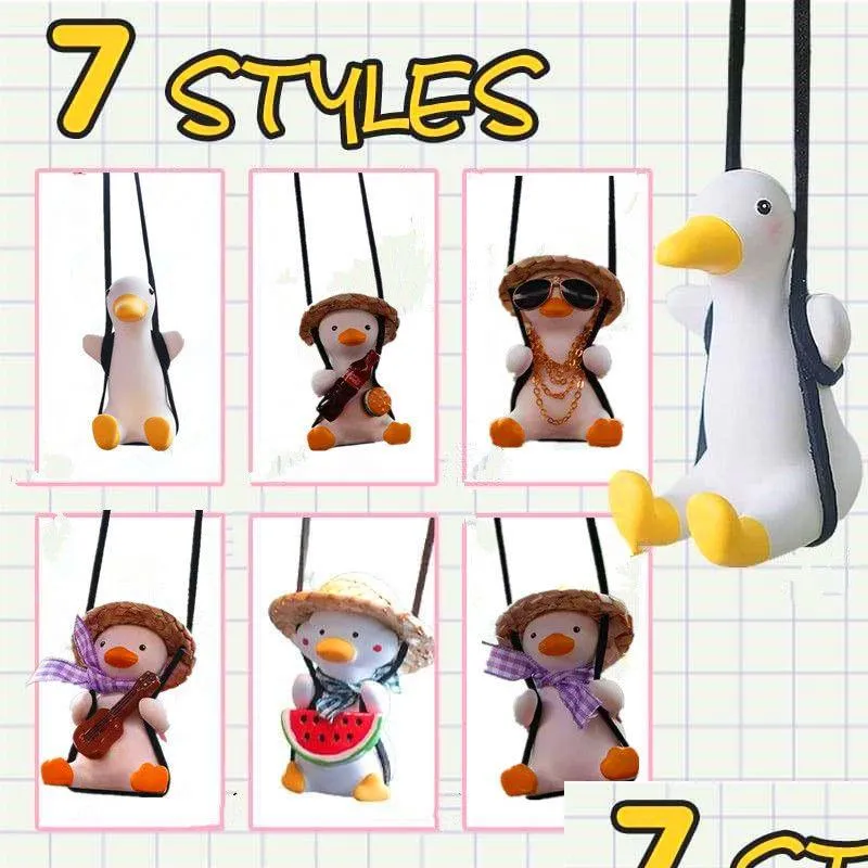  gypsum cute anime car accessorie swing duck pendant auto rearview mirror ornaments birthday gift auto decoraction car fragrance