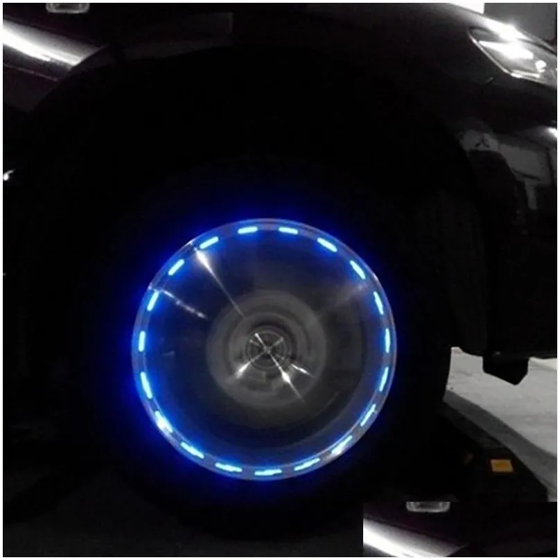 xinmy car led lights solar energy auto wheel tyre flash tire valve cap neon daytime running lamp motion activated external decoration