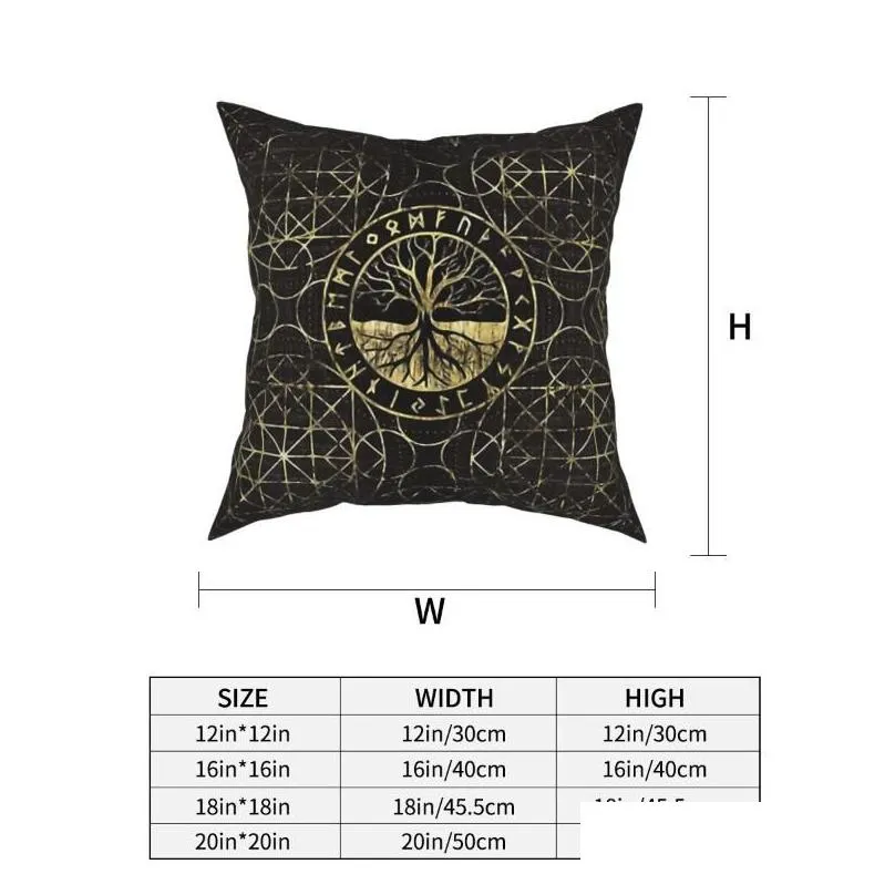 cushion/decorative pillow tree of life yggdrasil and runes pillowcase vikings decorative cushion for garden diy printed office coussin