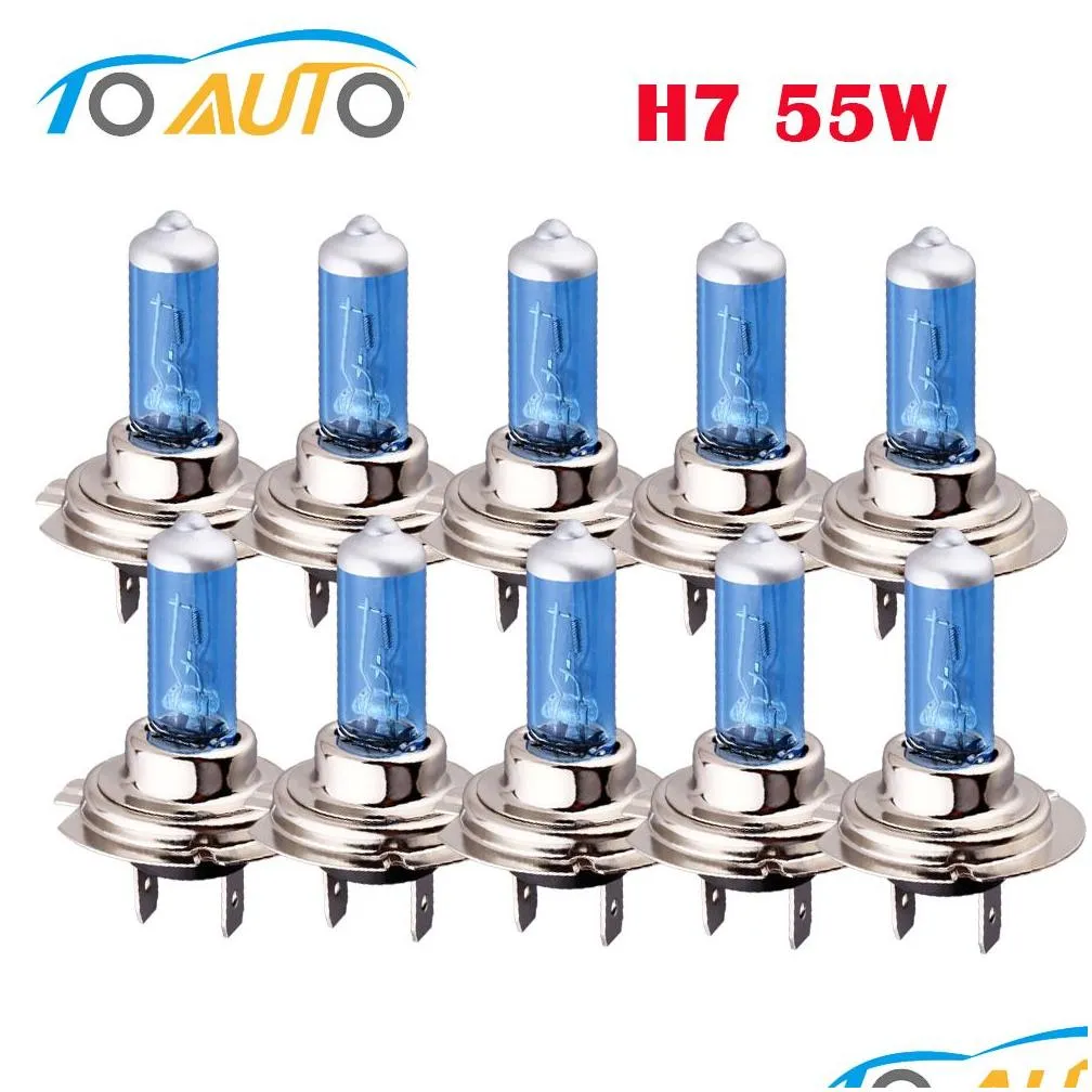 lamp h7 bulb 6000k 55w 10pcs car lights cars fog halogen bulb white light lamp 12v car-styling