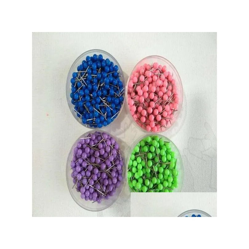 1/ 8 Inch Small Map Push Pins Map Tacks, Plastic Head with Steel Point, 100 pcs/set, 14 colors for option