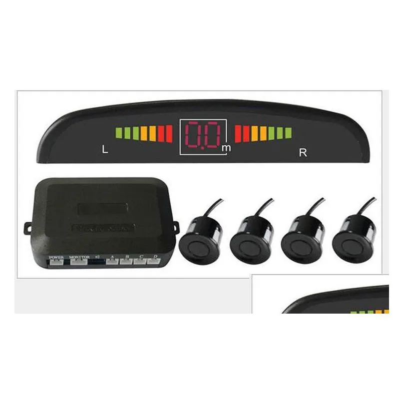  dc12v led bibibi car parking 4 sensors auto car reverse backup rear buzzer radar system kit sound alarm