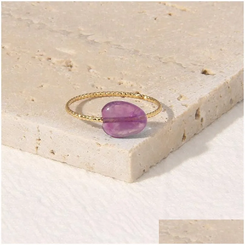 natural stone irregular crystal ring female simple generous girlfriends accompanying gemstone ring