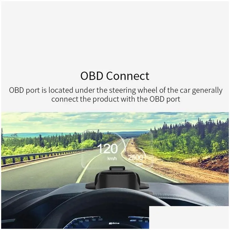 car video hud head-up display obd2 smart navigation speed hd projection wireless steering wheel remote control