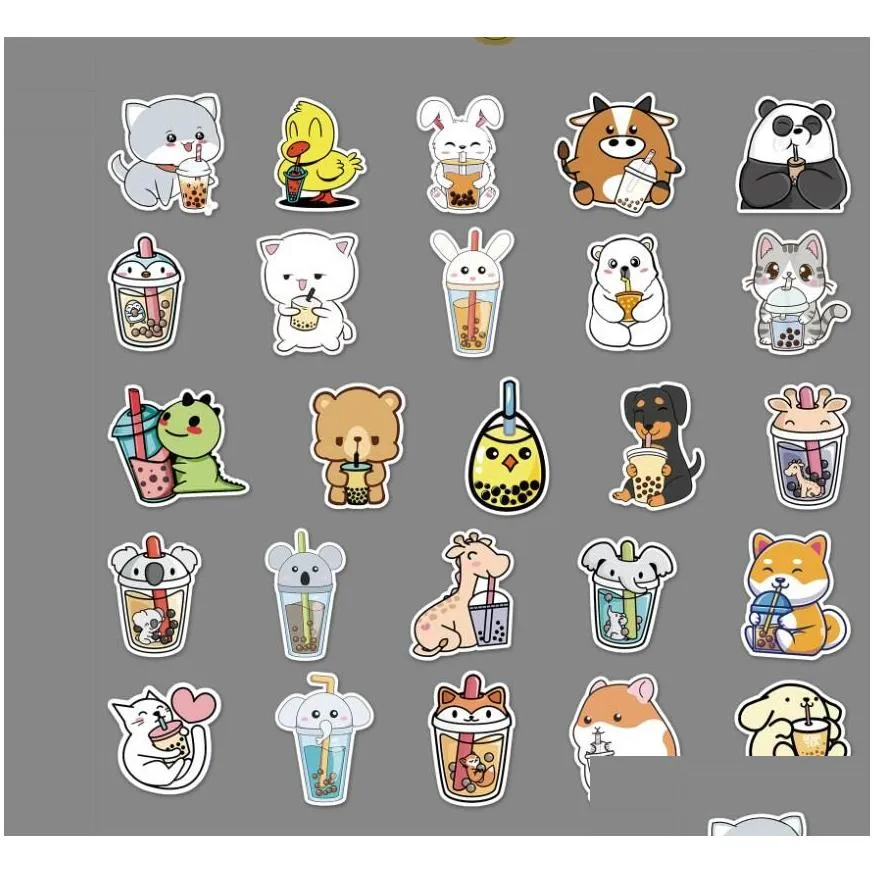 50 pieces of pet milk tea cartoon ins style  creative stickers for scooter luggage guitar decoration stickers dr dhhjr