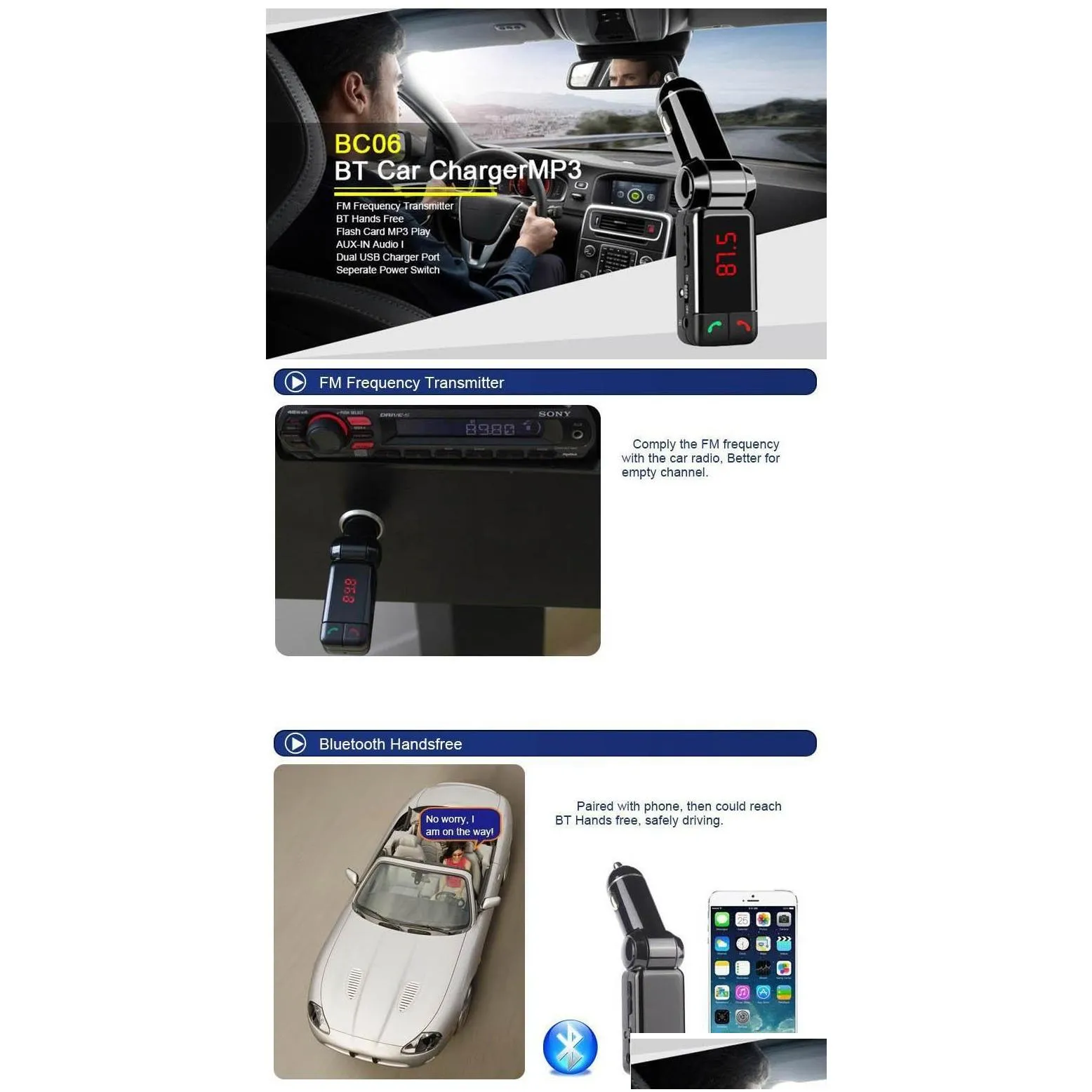 car bluetooth 5.0 fm transmitter kit mp3 modulator player wireless hands audio receiver dual usb fast  3.1a