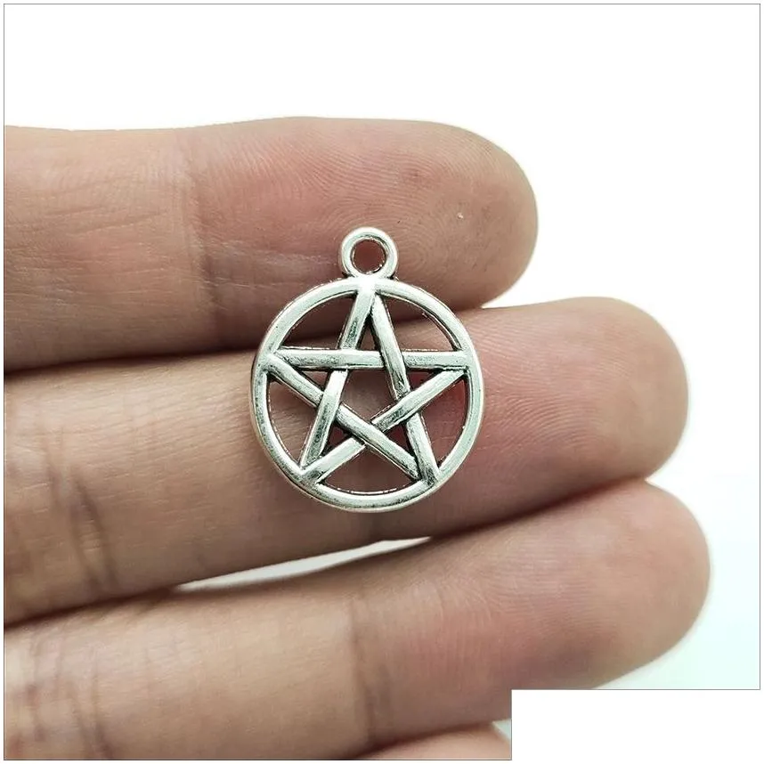 100pcs pentagram alloy charms pendant retro jewelry making diy keychain ancient silver / bronze pendant for bracelet earrings 20x16mm