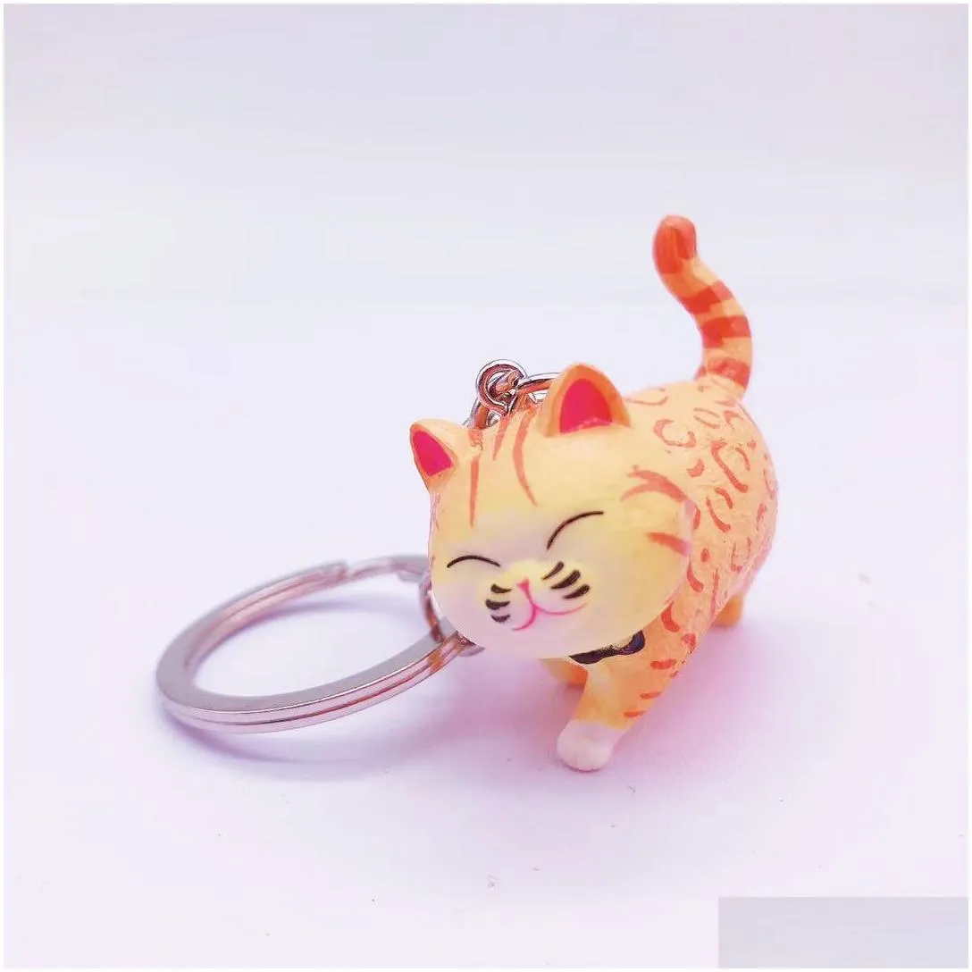 kitten cat pendant key chains rings cute cartoon vinyl car keyrings holder bag hanging charm creative fashion design animal jewelry keychains trinkets