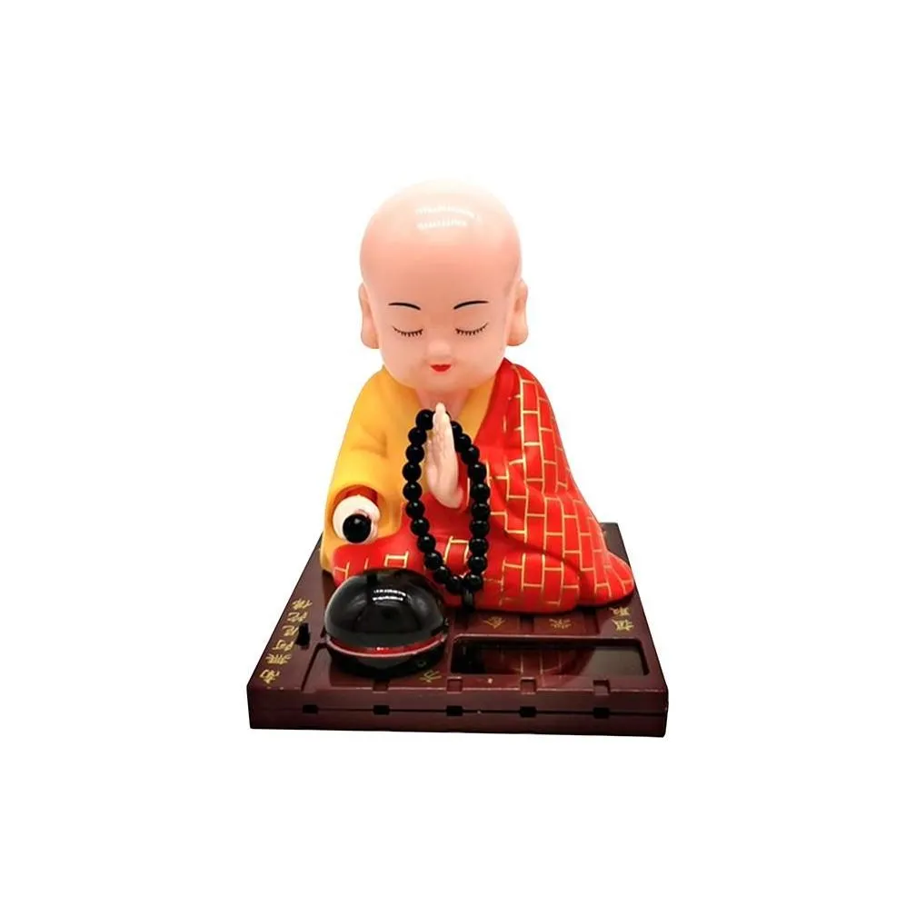 interior decorations solar shake head little monk bring good fortune car decoration crafts gift lovely sculptures cute monks buddha