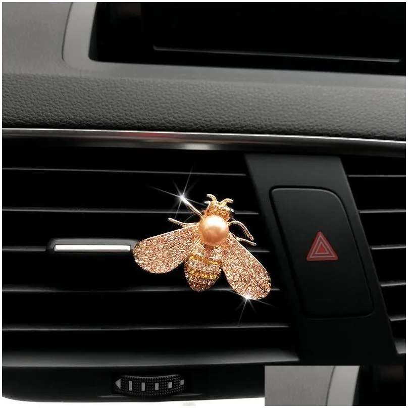 interior decorations bee car accessories air outlet clip rhinestone diamond perfume freshener