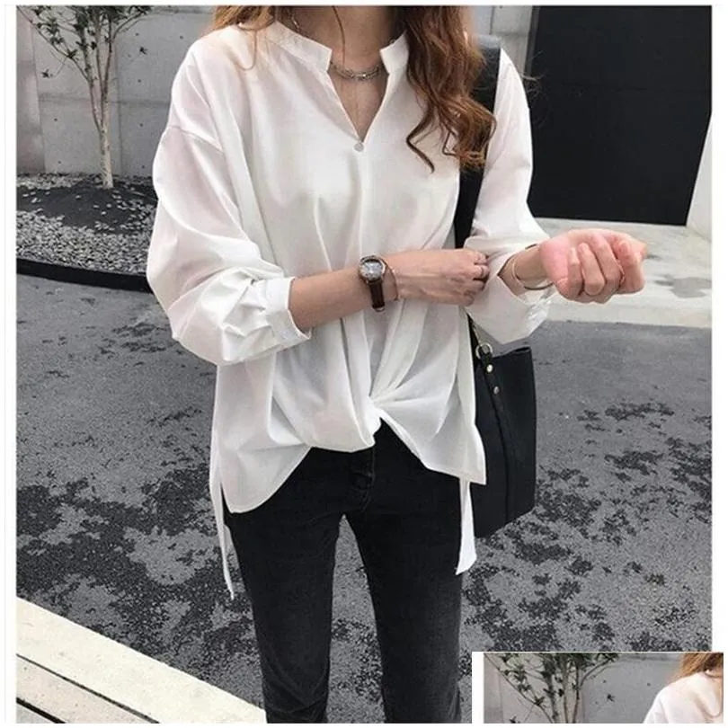 women chiffon blouse long sleeve women shirts fashion v neck shirt womens tops and blouses 2020 plus size women irregular tops y200828