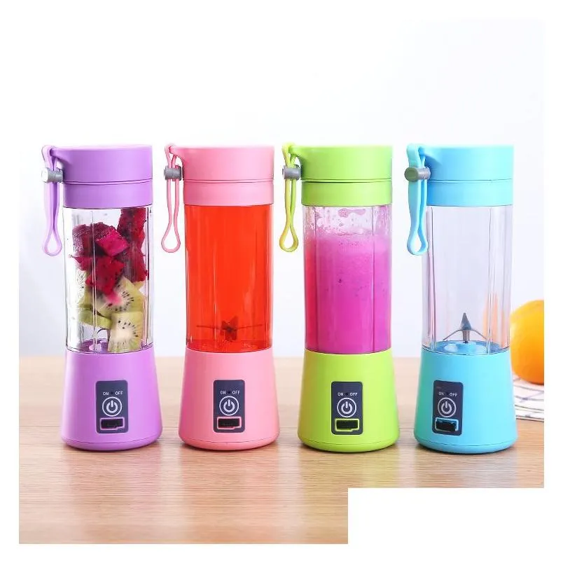 Portable Blender Tools USB Rechargeable 4 blades, Handheld Vegetable Juices Maker, Small Single Serve, Personal Size Fruit Juicer Cup 380ml for