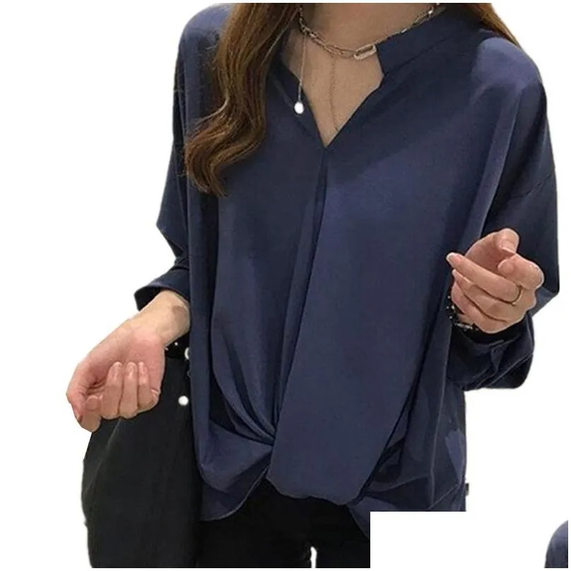 women chiffon blouse long sleeve women shirts fashion v neck shirt womens tops and blouses 2020 plus size women irregular tops y200828