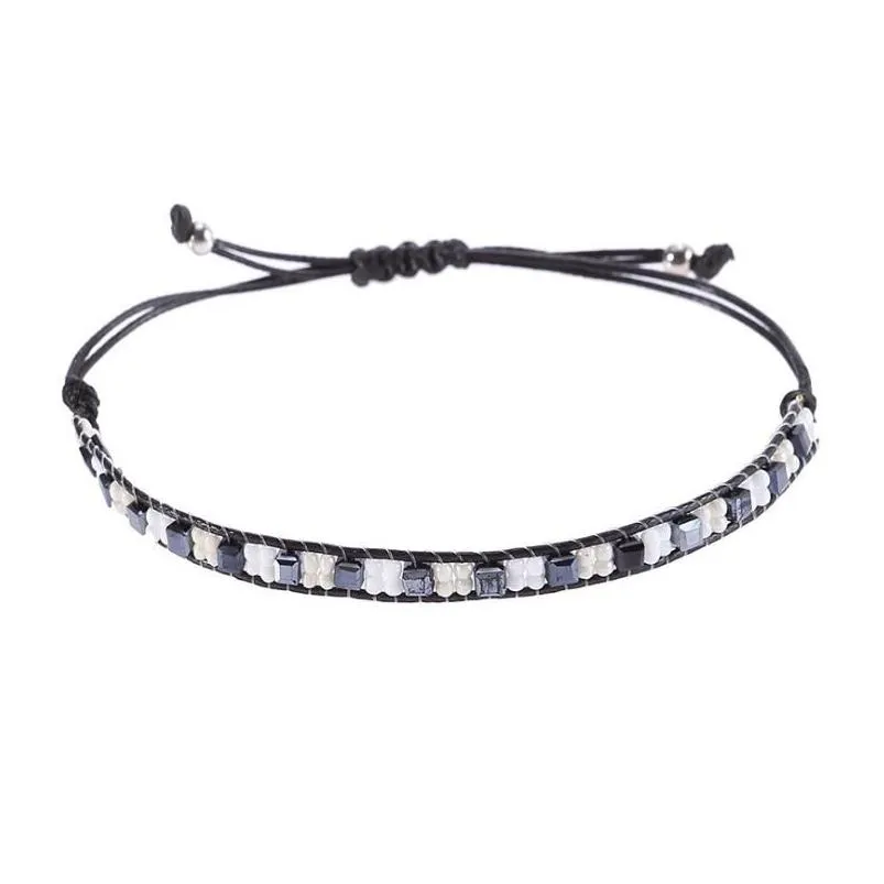 diy crystal handmade woven bracelet adjustable bohemian style friendship bracelet jewelry for party charm bracelet ht12