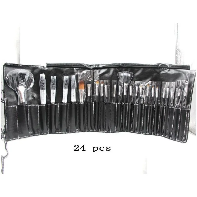 24 piece Makeup Brush Sets Goat Hair Leather Pouch Beauty Tool Coloris Professional Cosmetics Make Up Brushes Kit