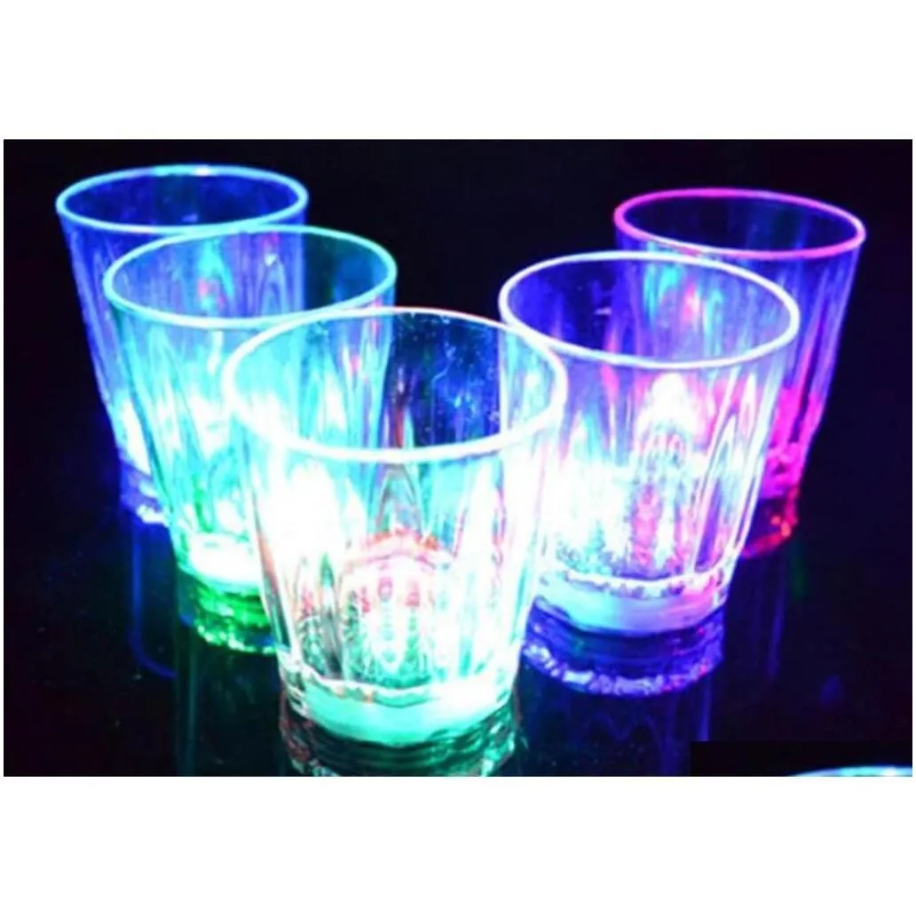 led flashing glowing cup water liquid activated light-up wine beer glass mug luminous party bar drink cup christmas party decoration