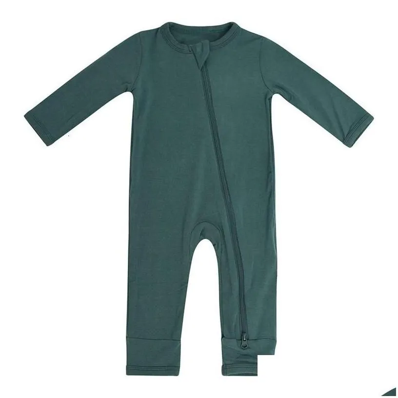 jumpsuits baby romper bamboo fiber boy girl clothes born zipper footies jumpsuit solid longsleeve clothing 024m 230213 drop delivery