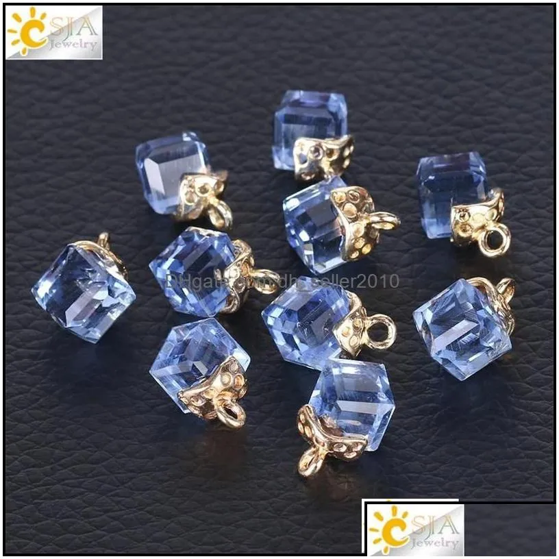 charms 10pcs jewelry findings faceted cube glass loose beads 13 color square shape 2mm hole austrian crystal bead for bracelet diy dr