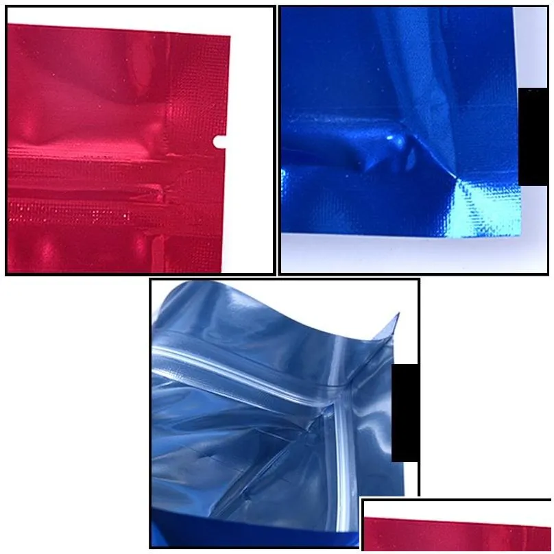 6 Size 6 colors Metallic Mylar Self sealing Bags Flat Black Aluminum foil Packing Bags plastic bags LX1041