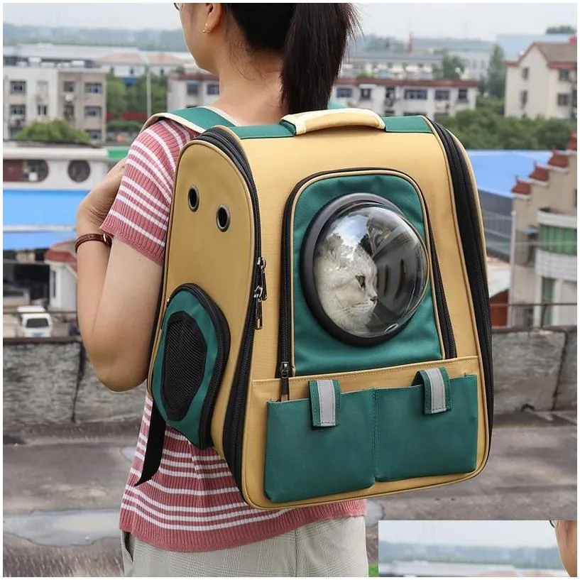 pet cat backpack breathable cat carrier outdoor pet shoulder bag for small dogs cats space capsule astronaut travel bag jllnoy