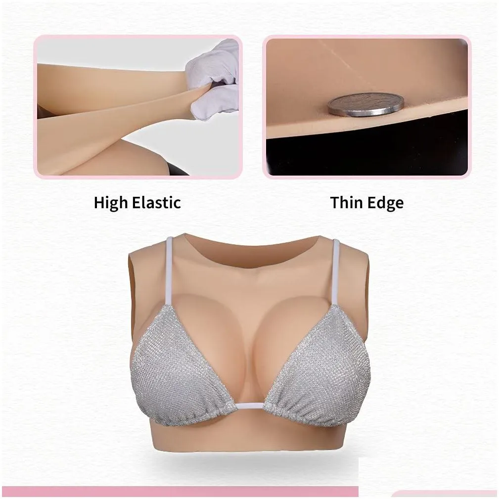 silicone breastplate for crossdresser b-g cup round collar realistic breast plates for transgender drag queen breast plate