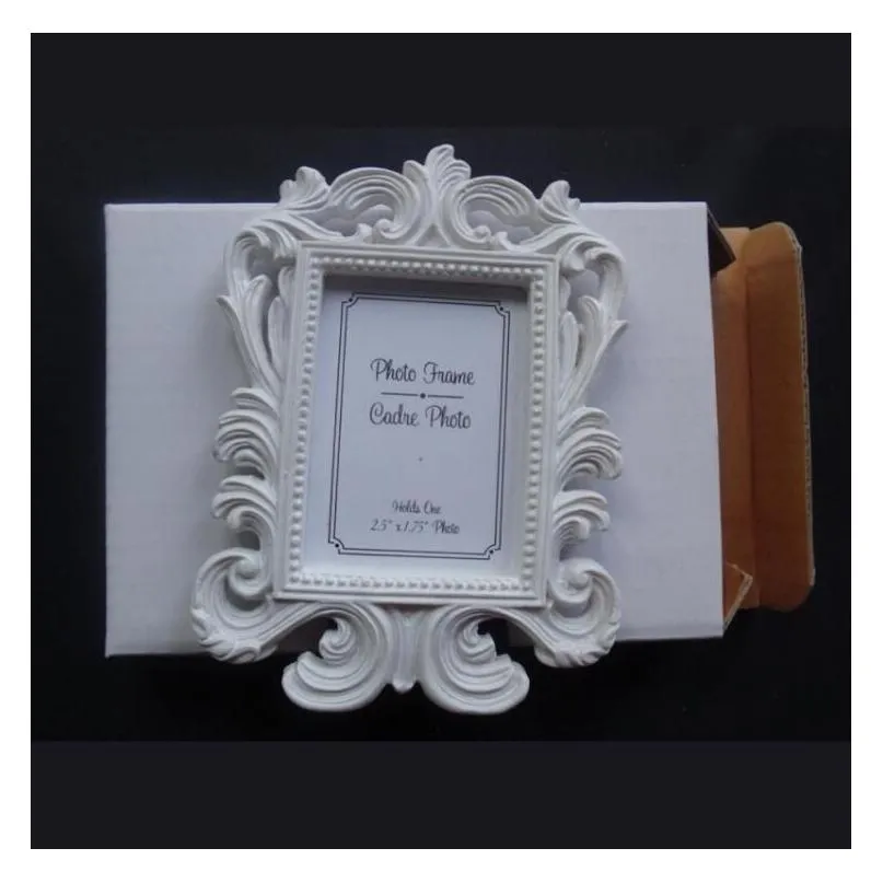 Victorian Style Resin White&Black Baroque Picture/Photo Frame Place Card Holder Bridal Wedding Shower Favors Gift ZA1230