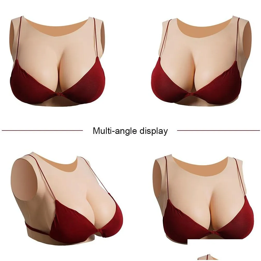 silicone breastplate fake breast forms for crossdresse drag queen cosplay b-g cup cotton filling round neck