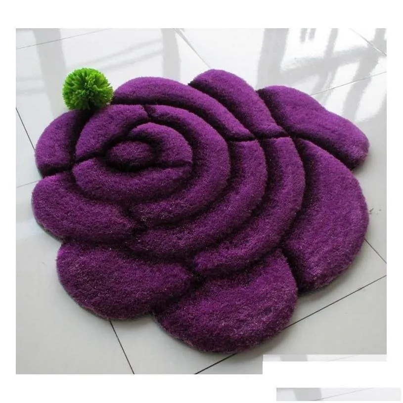 3d printed solid flower shape bathroom carpet rugs 70x70cm door pad floor mat for decor wedding bedroom carpets badmat tapetes qpc3v
