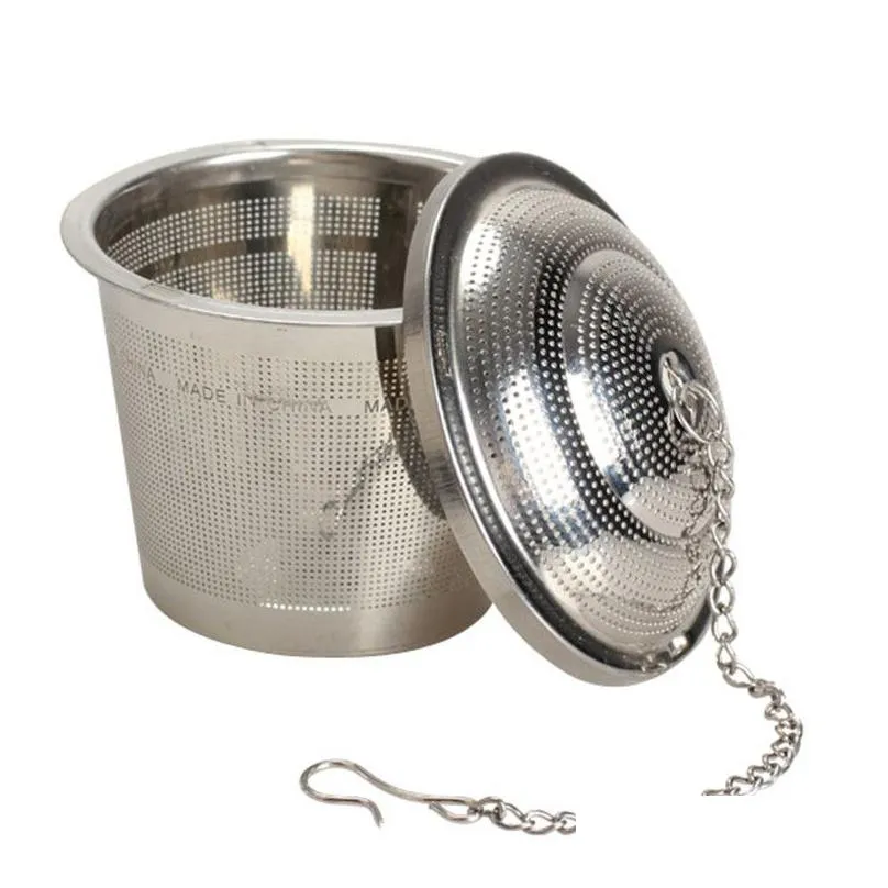 Durable 3 Sizes Silver Reusable 304 Stainless Mesh Herbal Ball Tea Strainer Teakettle Locking Tea Filter Infuser LZ187