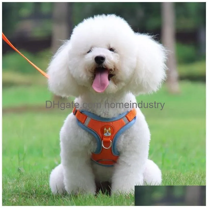 no-pull velvet deerskin dog harnesses with leashes set adjustable refletive vest dogs harness front clip puppy chest padded for small medium dog 6 color wholesale