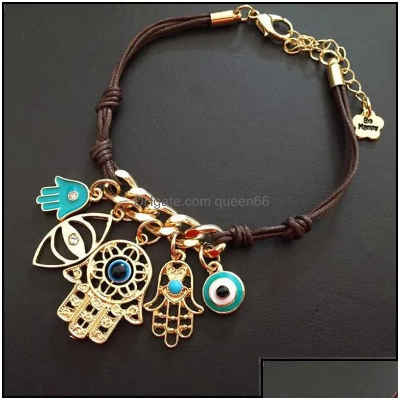 charm bracelets bracelet hamsa hand heart beads turkish pseras blue evil eye drop delivery jewelry dhpv9