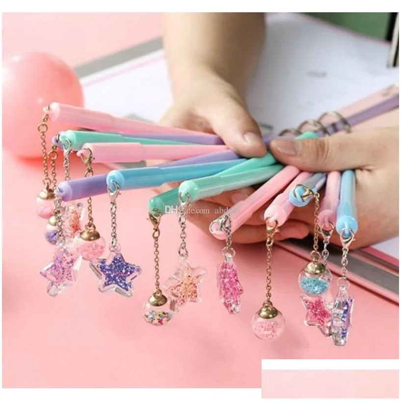 wholesale cute creative student stationery gel pen couple small fairy net red pendant pendant pen wind chime black pen jllhkc