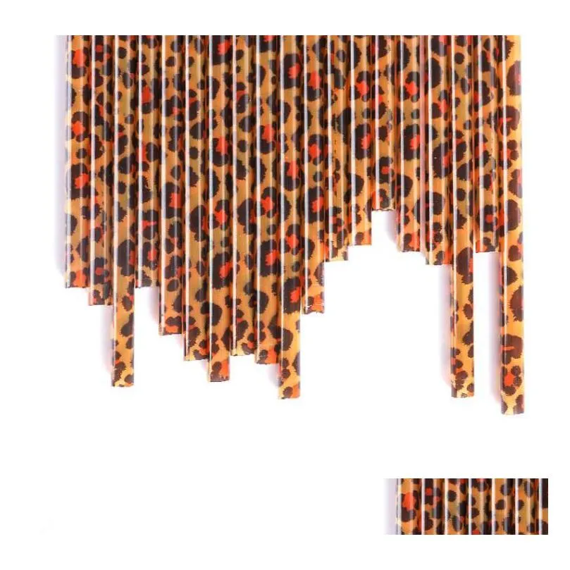 pp leopard printed plastic straws reusable and customizable wholesale