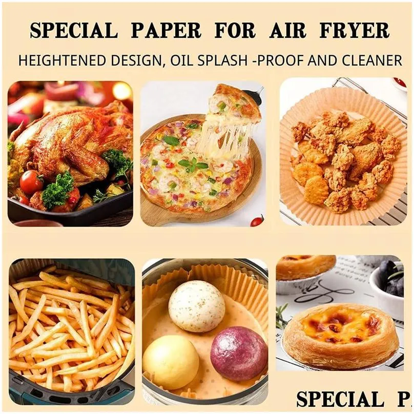 Air Fryer Disposable Paper Parchment Wood Pulp Steamer Cheesecake Air Fryer Accessories Baking Paper For Air Fryer LX4947