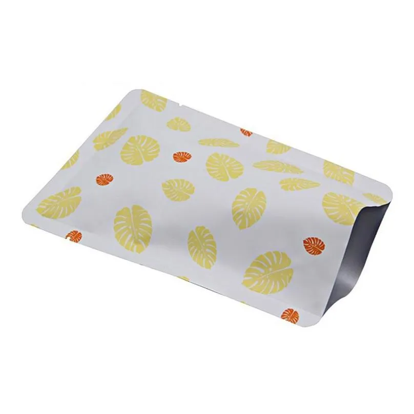 Leaf printed pure aluminum foil bag eye mask food packaging bag tea Heat Seal Aluminum Foil Plain Pocket pouch LX0992