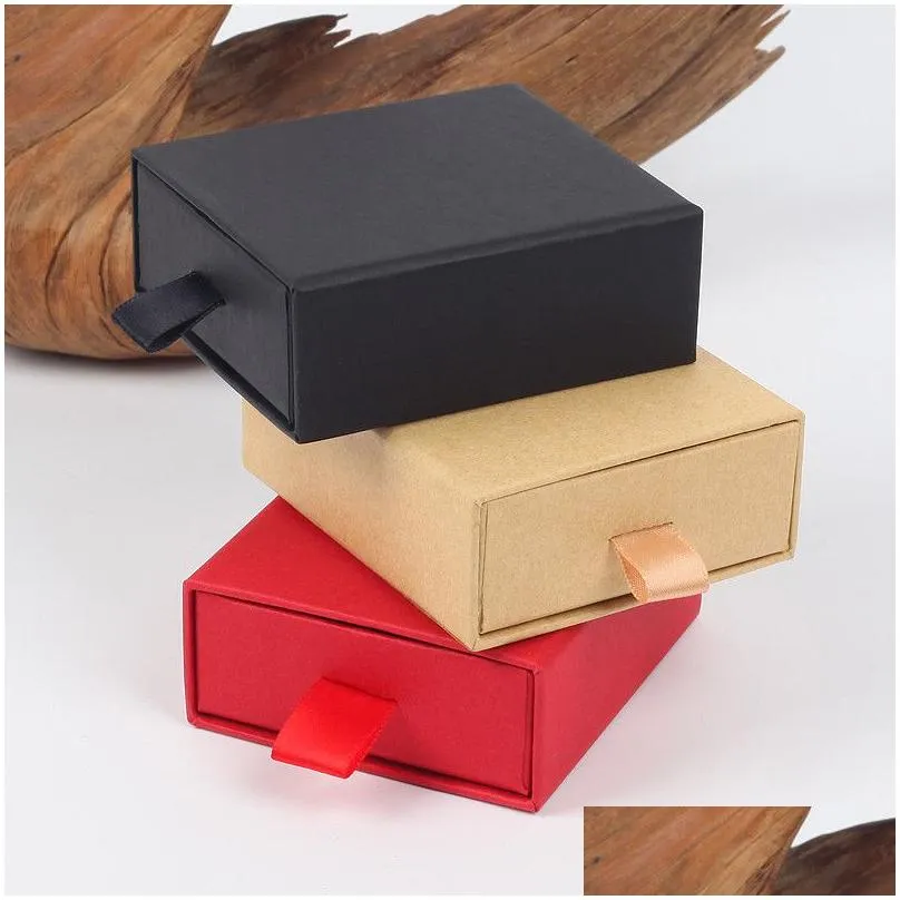 Luxury Elegant 8*7*3cm Drawer Box With Spong For Jewelery Display Earring Necklace Packaging Drawer Box With Ribbon LX1622