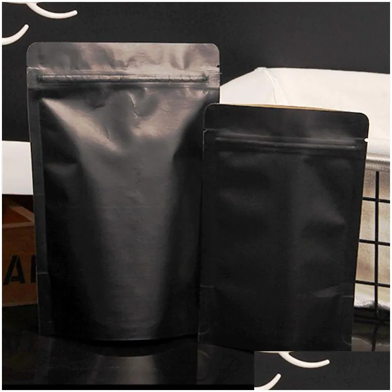 wholesale 4 Size Black Kraft Paper Frosted Window Bag Stand up Snack Cookie Tea Coffee Packaging Bag X-mas Paper Gift Pouch LX2015
