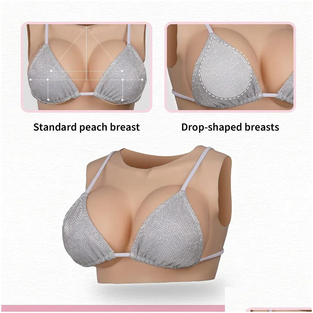 silicone breastplate for crossdresser b-g cup round collar realistic breast plates for transgender drag queen breast plate