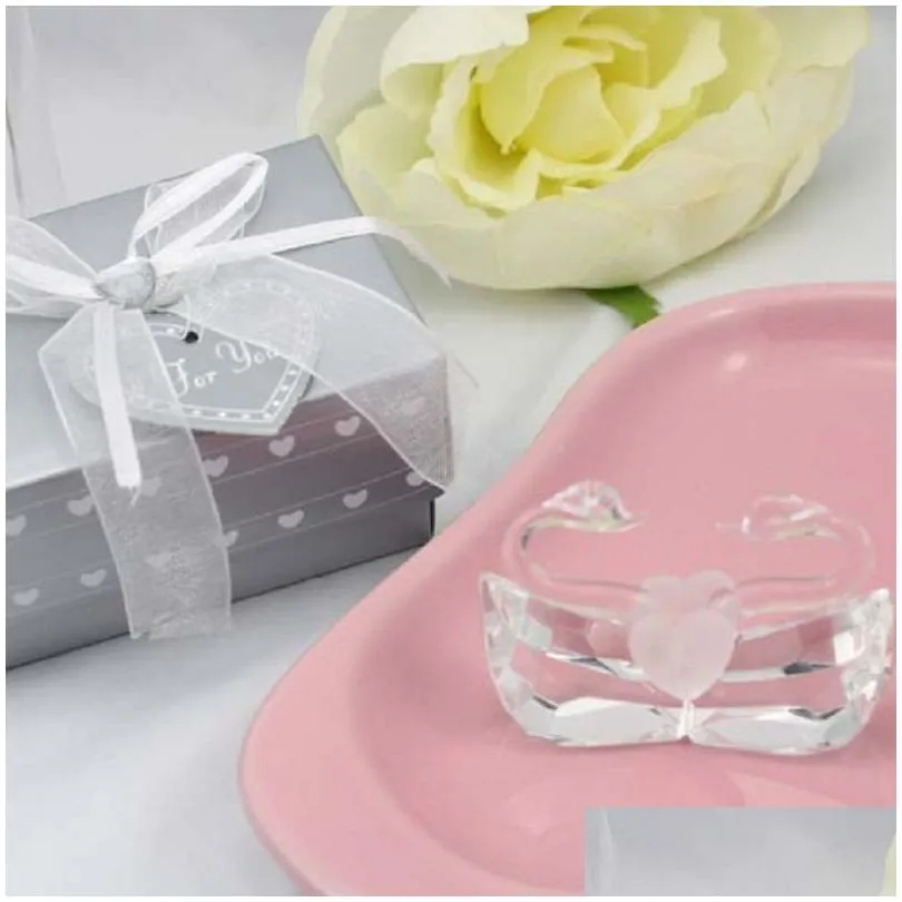 Romantic Wedding Favors and Gift K5 Crystal Kissing Swans Figurines Bridal Shower Favor Crystal Swan WA1965